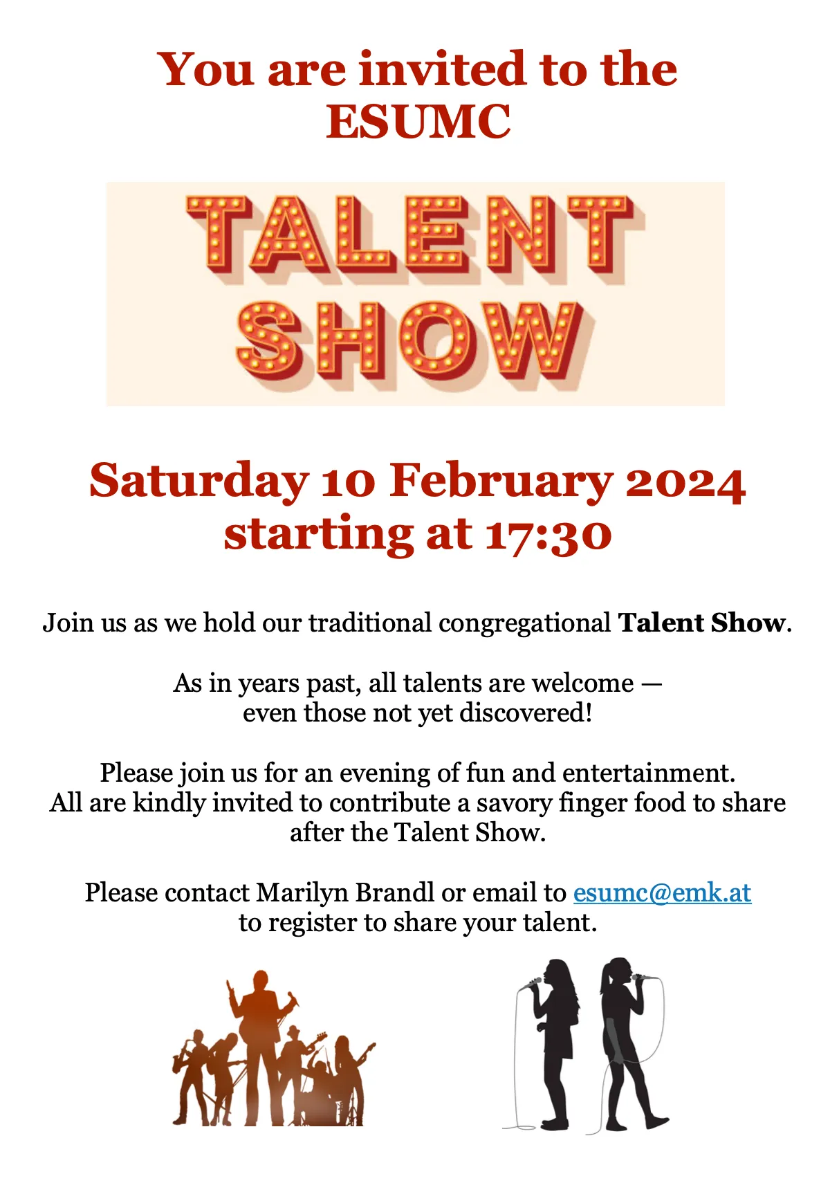 Take Part in the Annual ESUMC Talent Show