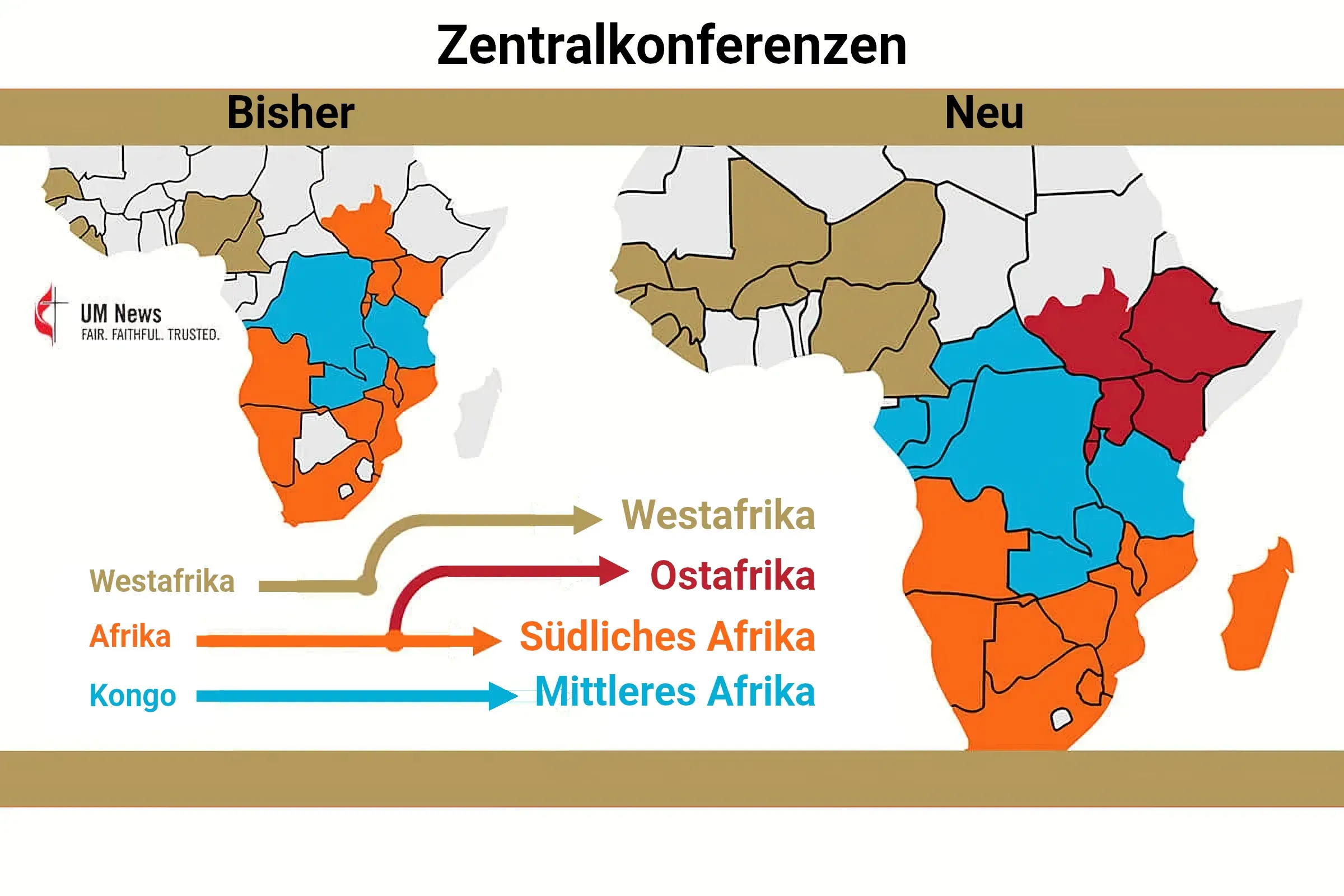 Die methodistische Landkarte verändert sich Die methodistische Arbeit in Afrika wird neu strukturiert.