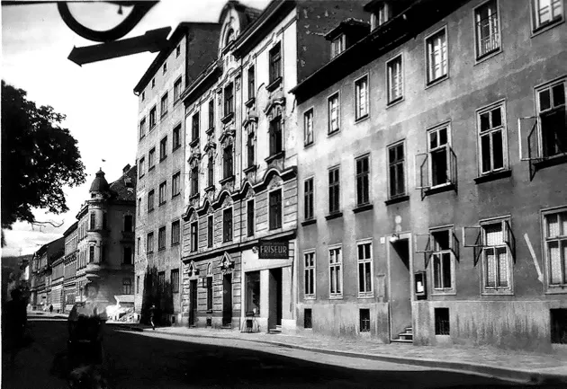 historische Aufnahme der Schubertstaße in Linz
