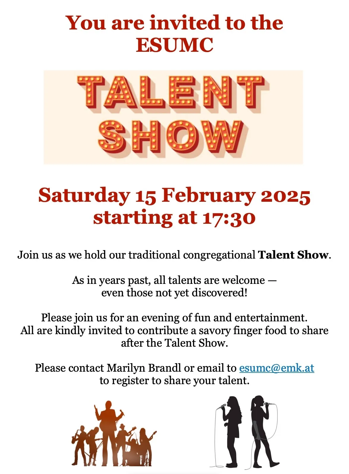 Bring Your Talents to the ESUMC Talent Show